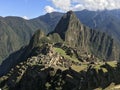 Beautiful panoramic view of famous mountains machu picchu peru, south america. Inca city, peruvian civilization. Green Landscape, Royalty Free Stock Photo