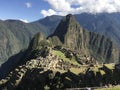 Beautiful panoramic view of famous mountains machu picchu peru, south america. Inca city, peruvian civilization. Green Landscape, Royalty Free Stock Photo