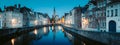 Spiegelrei canal at night, Brugge, Flanders, Belgium Royalty Free Stock Photo