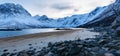 Beautiful panoramic view of fjord, beach and landscape near Tromso, Norway Royalty Free Stock Photo