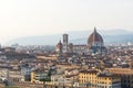 Beautiful panoramic view of the Cathedral of Santa Maria del Fiore and Palazzo Vecchio in Florence, Italy Royalty Free Stock Photo