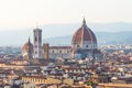 Beautiful panoramic view of the Cathedral of Santa Maria del Fiore and Palazzo Vecchio in Florence, Italy Royalty Free Stock Photo