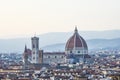 Beautiful panoramic view of the Cathedral of Santa Maria del Fiore and Palazzo Vecchio in Florence, Italy Royalty Free Stock Photo