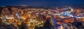 Beautiful panoramic view Goreme, Cappadocia, Turkey at night. Famous center of balloon fligths Royalty Free Stock Photo