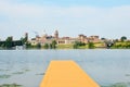 Beautiful panoramic view of the historic city of Mantua from the quay on the river Mincio, Mantua, Lombardy, Italy Royalty Free Stock Photo