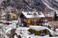 Beautiful panoramic view of historic mountain village on a scenic cold cloudy day