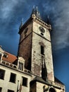 A beautiful panoramic view of the hundredths towers of Prague from the Astronomical Clock Royalty Free Stock Photo