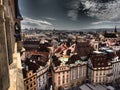 A beautiful panoramic view of the hundredths towers of Prague from the Astronomical Clock Royalty Free Stock Photo