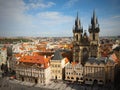 A beautiful romantic city nice blue sky,panoramic view of the hundredths towers of Prague from the Astronomical Clock Royalty Free Stock Photo