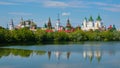 Beautiful panoramic view of the Kremlin in Izmailovo on the lakeside, cultural and entertainment center, landscape: Moscow, Russia Royalty Free Stock Photo