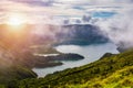 Beautiful panoramic view of Lagoa do Fogo lake in Sao Miguel Island, Azores, Portugal. \