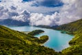 Beautiful panoramic view of Lagoa do Fogo lake in Sao Miguel Island, Azores, Portugal. \