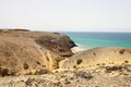 Beautiful panoramic view of Lanzarote sand dunes with beach in Playas de Papagayo, Costa del Rubicon, Canary Islands