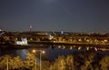 Beautiful panoramic view from Letna park at the Prague cityscape at night Royalty Free Stock Photo