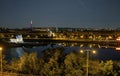 Beautiful panoramic view from Letna park at the Prague cityscape at night Royalty Free Stock Photo