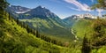 Panoramic view of Logan Pass in Glacier National Park, Montana Royalty Free Stock Photo