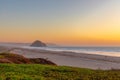 Beautiful  panoramic view of Morro bay and Morro Rock at sunset. Royalty Free Stock Photo