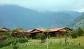 Beautiful panoramic view of houses in the mountains in Costa Rica with green jungle