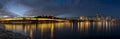 Beautiful panoramic view of the Narrows Bridge on the Swan River and downtown at blue hour, Perth, Western Australia Royalty Free Stock Photo