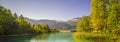 Beautiful panoramic view near Lungern, Switzerland. Sunny day, autumn