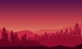 The beautiful panoramic view of the night sky with incredible views of the mountains and forests. Vector illustration