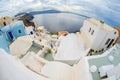 Beautiful panoramic view of Oia village on Santorini island in Greece Royalty Free Stock Photo