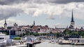 Beautiful panoramic view of the Old Town of Tallinn, Estonia, from the port area Royalty Free Stock Photo