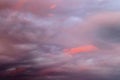 Beautiful panoramic view on orange and yellow sunset clouds in a dramatic looking sky Royalty Free Stock Photo