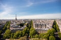 Beautiful Panoramic View of Paris with Eiffel Tower from Roof of Triumphal Arch Royalty Free Stock Photo