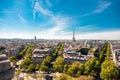 Beautiful Panoramic View of Paris with Eiffel Tower from the Roof of Triumphal Arch Royalty Free Stock Photo