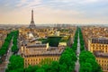 Beautiful panoramic view of Paris from the roof of the Pantheon. View of the Eiffel Tower and flag of France Royalty Free Stock Photo