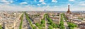 Beautiful panoramic view of Paris from the roof of the Triumphal