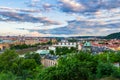 Beautiful Panoramic View of Prague Bridges on River Vltava from Letna Park Royalty Free Stock Photo