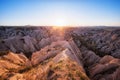 Beautiful panoramic view of Red Valley, Cappadocia, Turkey on sunset. natiral background