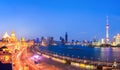 Beautiful panoramic view of shanghai in nightfall Royalty Free Stock Photo