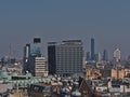 Beautiful panoramic view of the skyline of Vienna, capital of Austria, with high-rise buildings.