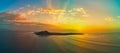 Beautiful panoramic view of the sunrise over the island of Lobos near Corralejo Fuerteventura Royalty Free Stock Photo