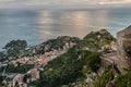 Beautiful panoramic view of Taormina from Castelmola, Messina, Sicily, Italy