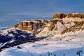 Beautiful panoramic view to the Sellaronda - the largest ski carousel in Europe - skiing the four most famous passes in the