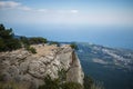 Beautiful panoramic view from top of crimean mountain Ai-Petri on Black sea coast