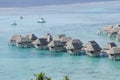 Panoramic view of water bungallows in Moorea island French Polynesia