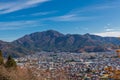 Beautiful panoramic views of Mountains and the city in the autumn colors Royalty Free Stock Photo