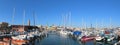 Beautiful panoramic views of the yachts and architecture in the old city of Acre in Israel.