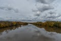 Beautiful panoramic Wabash river vista in Lafayette, Indiana Royalty Free Stock Photo