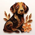 Beautiful papercut quilling paper filigree Pets colorful flowers Generative AI