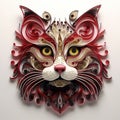 Beautiful papercut quilling paper filigree Pets colorful flowers Generative AI