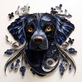 Beautiful papercut quilling paper filigree Pets colorful flowers Generative AI