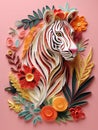 Beautiful papercut quilling paper filigree zoo animals Generative AI