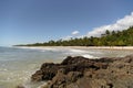 Beautiful paradise beach with rock formations, clear water and dense vegetation Royalty Free Stock Photo