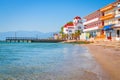 Beautiful Paralia Katerini beach and church, Greece Royalty Free Stock Photo